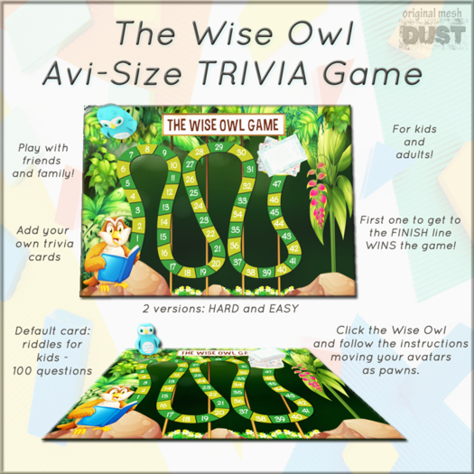Second Life Marketplace DUST The Wise Owl Trivia Game